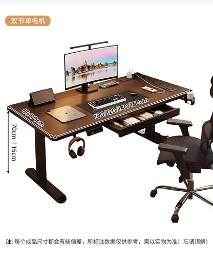 Solid Wood Electric Standing Desk with Drawers Smart Height Adjustable Gaming Computer Workstation for Home Study Office