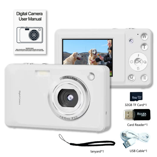 Kids Digital Camera 1080P 48MP with 16X Zoom Auto Focus Anti Shake LED Fill Light Compact Point Shoot Camera for Teens Beginners