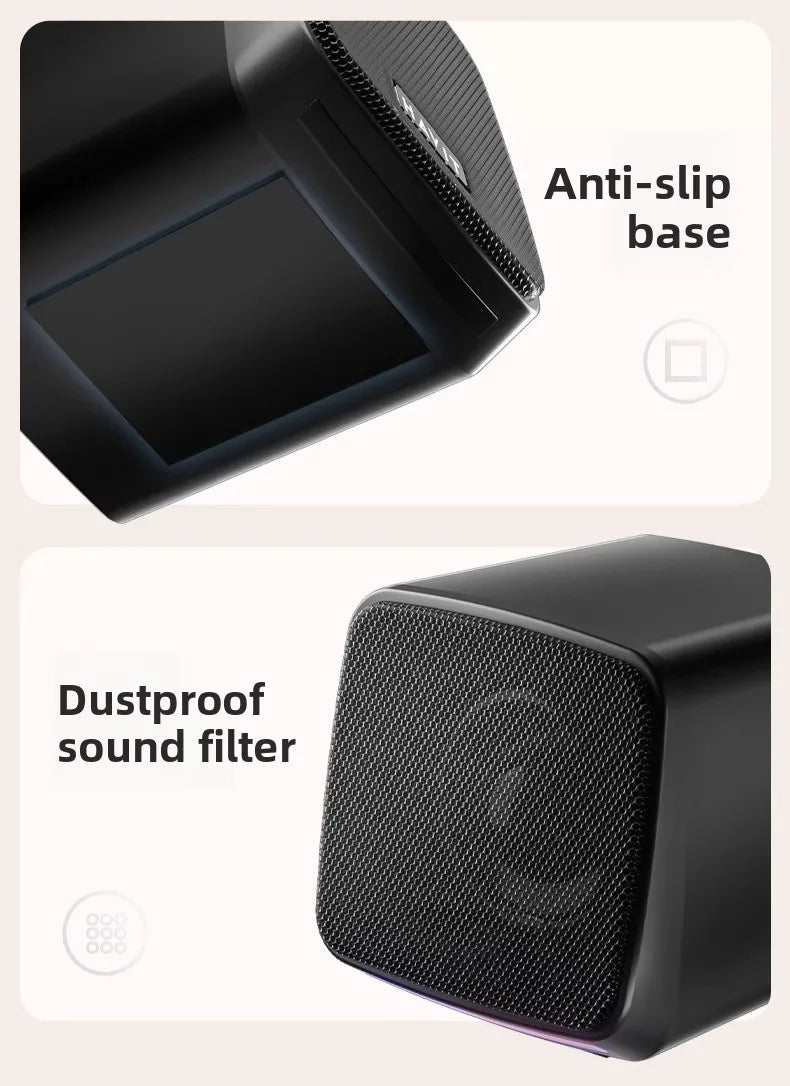 Computer Speakers, Mini Speaker with Cool Lights and Stereo Sound 6W USB Powered 3.5 mm AUX-in Portable Speaker for Computer
