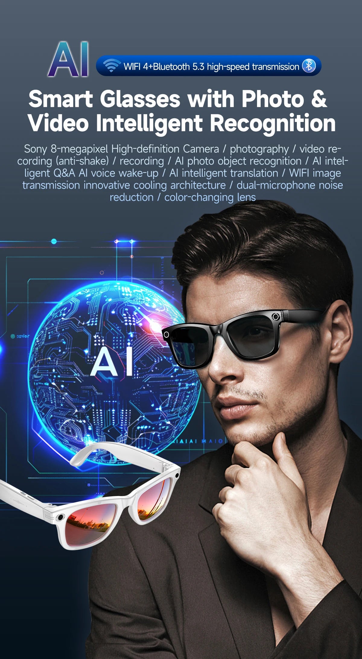 AI smart camera glasses