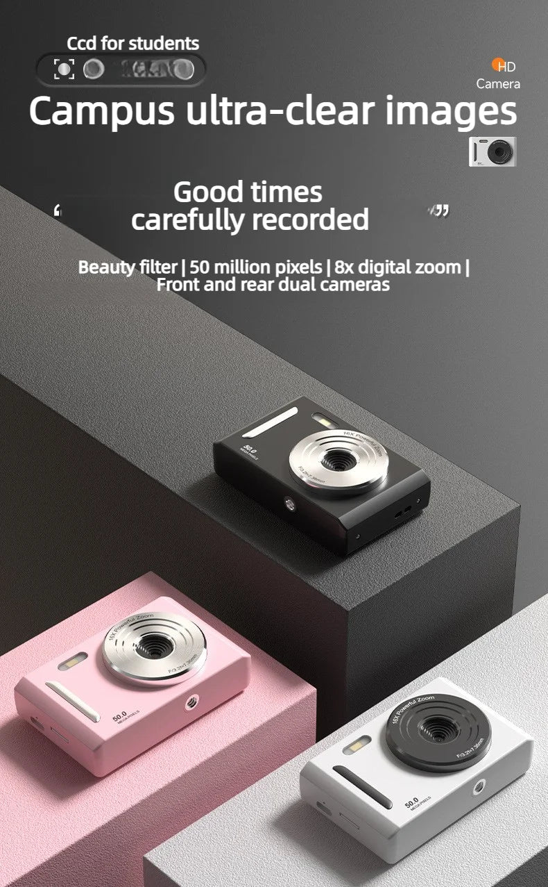 2026 NEW 5K Digital Portable Camera Pixels Auto Focus Entry-level Camera Dual Camera Flash Student CCD