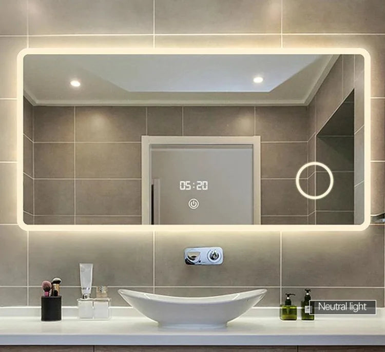 Wall Hung Frameless Touch Screen Led Bath Smart Mirror for Bathroom