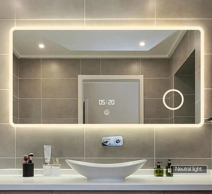 Wall Hung Frameless Touch Screen Led Bath Smart Mirror for Bathroom