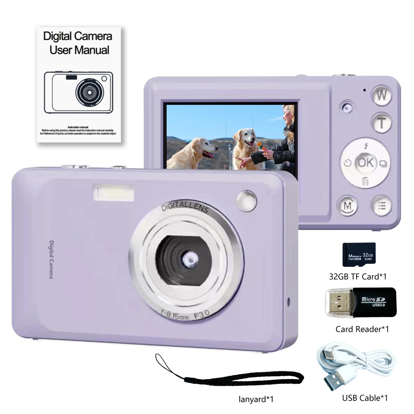 Kids Digital Camera 1080P 48MP with 16X Zoom Auto Focus Anti Shake LED Fill Light Compact Point Shoot Camera for Teens Beginners