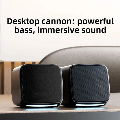 Computer Speakers, Mini Speaker with Cool Lights and Stereo Sound 6W USB Powered 3.5 mm AUX-in Portable Speaker for Computer