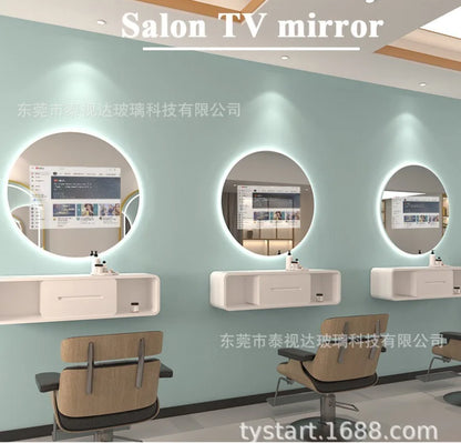 Customized Bedroom Round Intelligent Makeup Mirror, Bathroom Mirror, Android Magic Mirror, Waterproof Strap, 15.6-inch