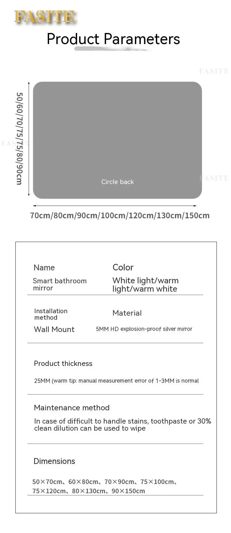 square LED bathroom mirror