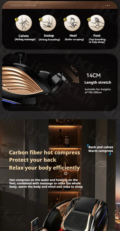 4D SL-Track Massage Chair Zero Gravity Full Body w/AI Voice 3D Luxury Electric Home Office Massage Sofa 3Y Warranty