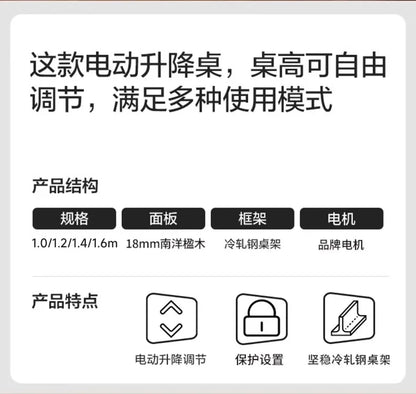 Solid Wood Electric Standing Desk with Drawers Smart Height Adjustable Gaming Computer Workstation for Home Study Office