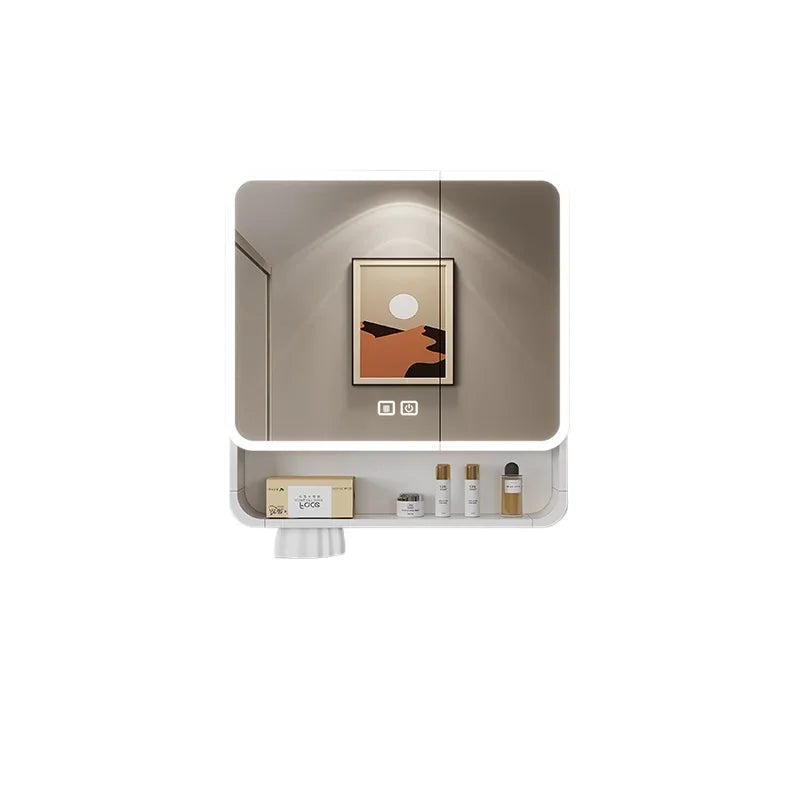 Aluminum Alloy Bathroom Mirror Cabinet Smart Makeup Mirror with Lights  Anti-Fog Wall-Mounted Vanity Cabinet Storage Mirror