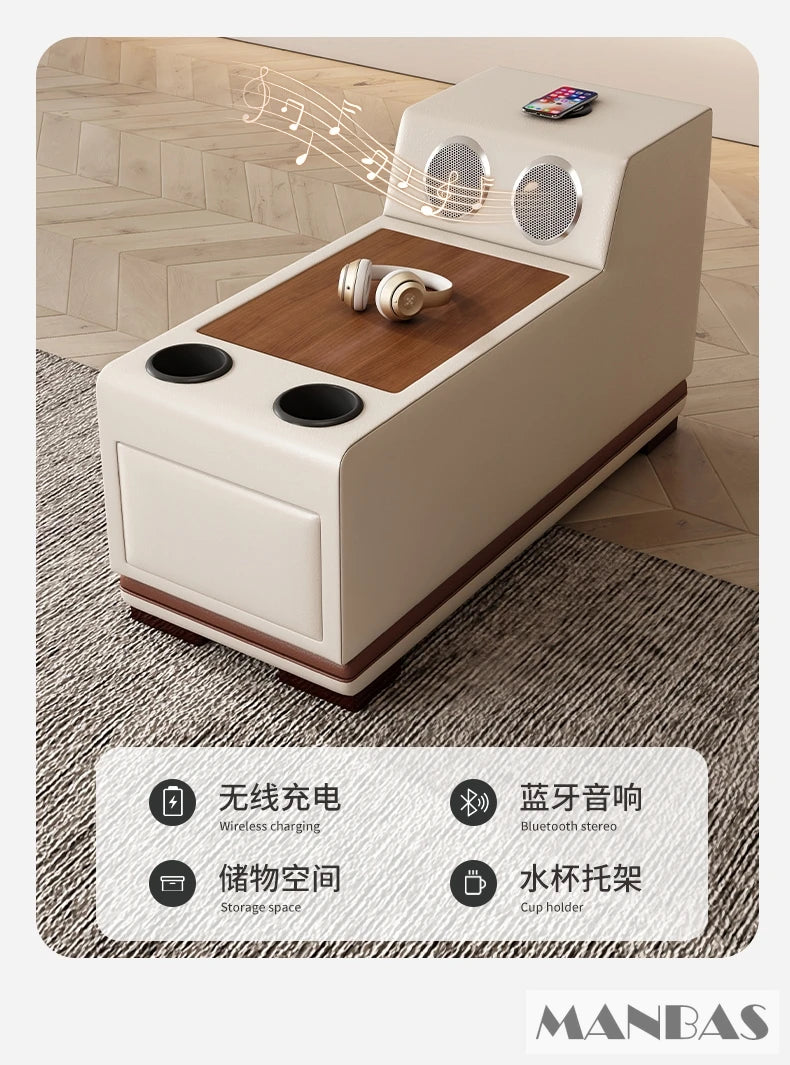 MINGDIBAO Premium Italian Genuine Leather Sofa Set for Living Room with Adjustable Headrests, Bluetooth Speaker, Wireless Charge