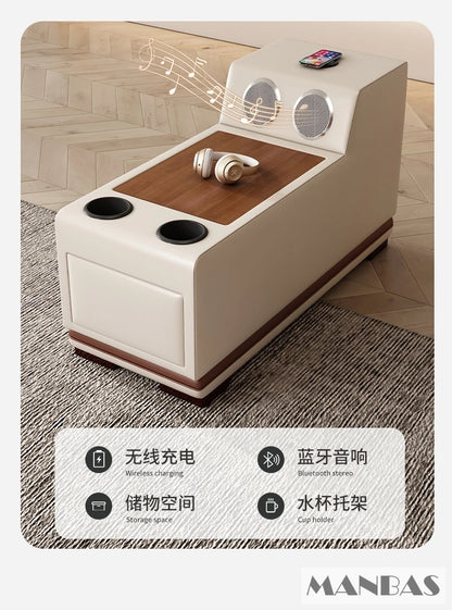 MINGDIBAO Premium Italian Genuine Leather Sofa Set for Living Room with Adjustable Headrests, Bluetooth Speaker, Wireless Charge