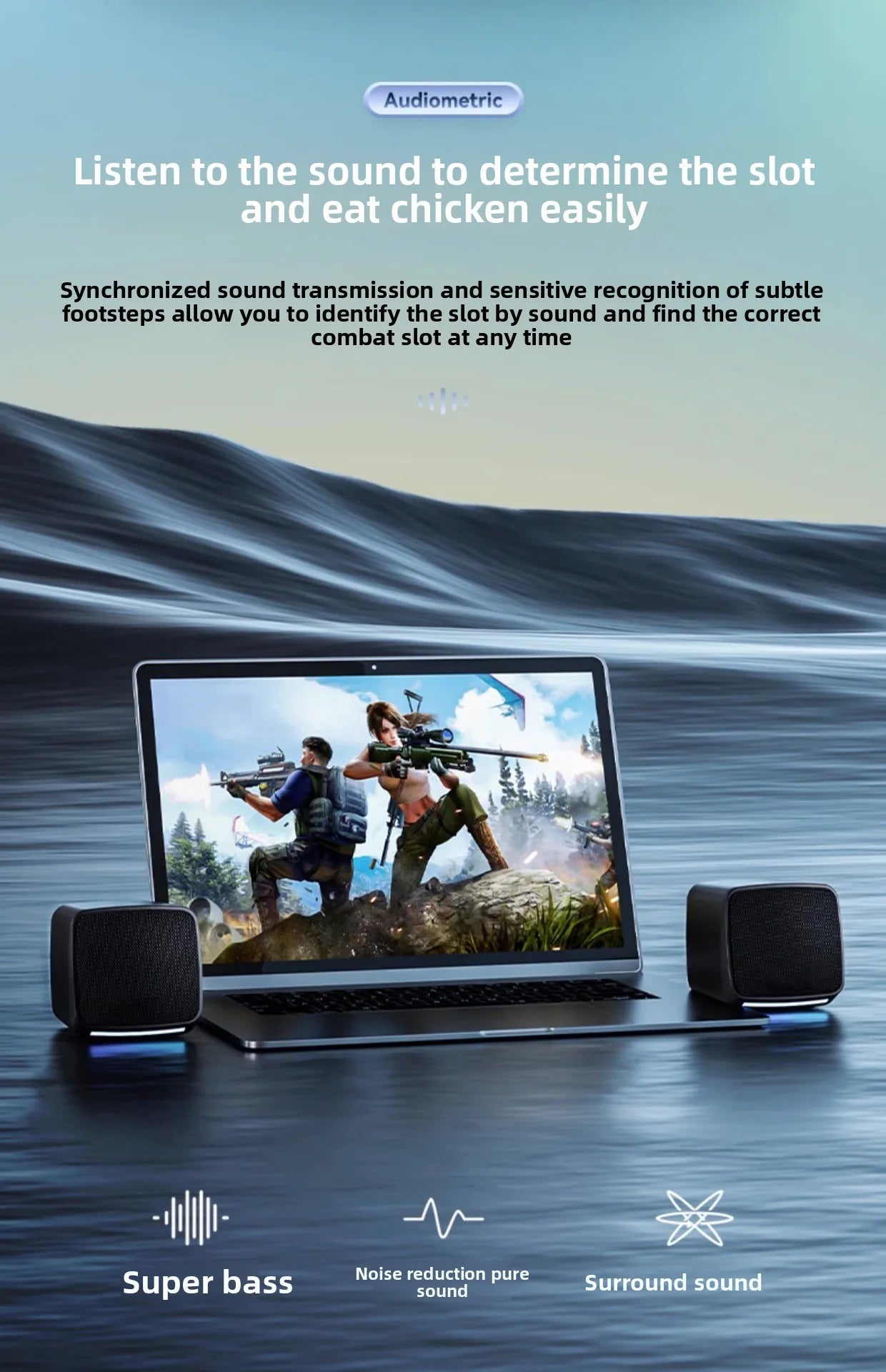 Computer Speakers, Mini Speaker with Cool Lights and Stereo Sound 6W USB Powered 3.5 mm AUX-in Portable Speaker for Computer