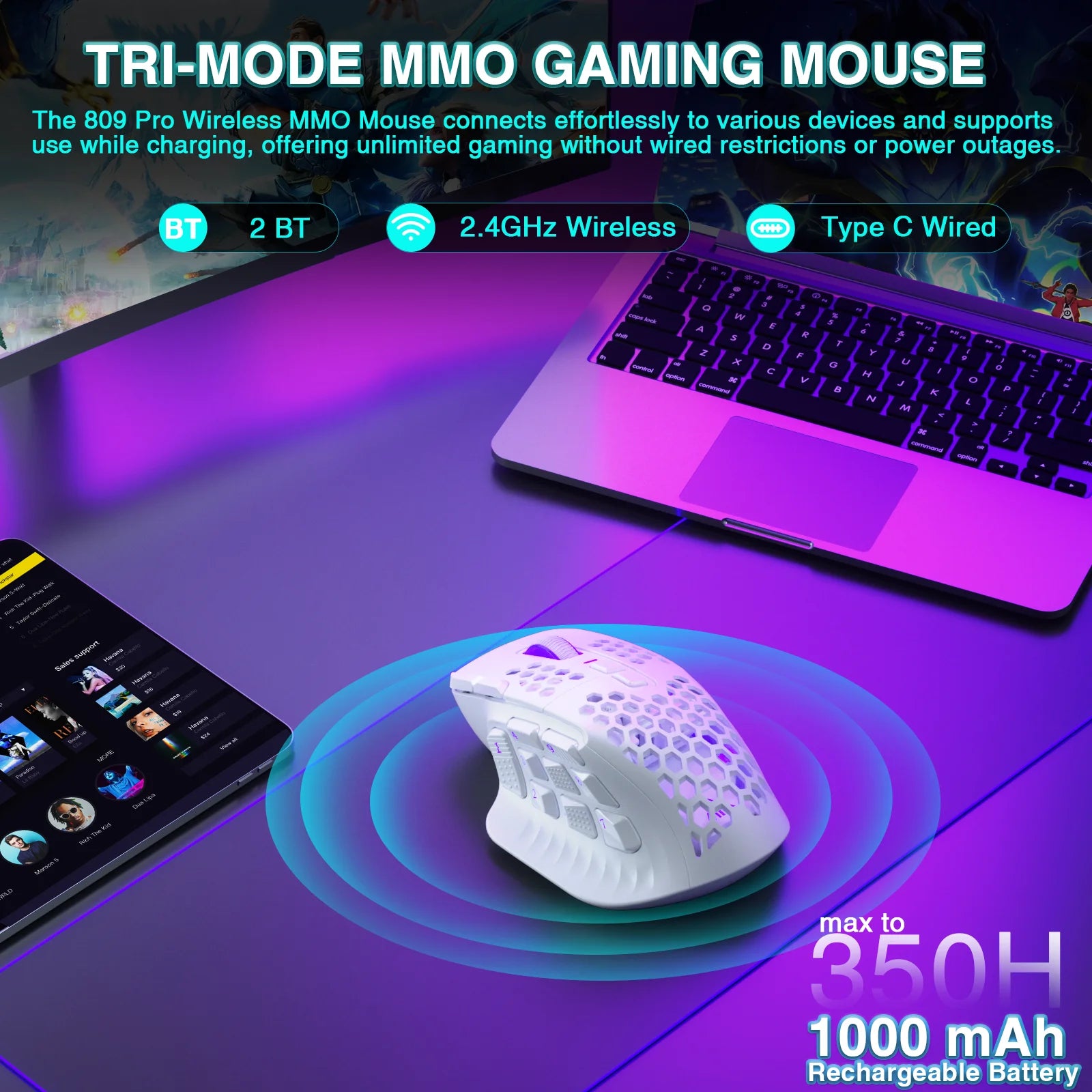 wireless MMO gaming mouse