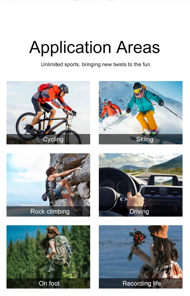 Action Camera 1080P/30FPS 2.0 In IPS Screen 170° Underwater Waterproof Helmet Video Recording Sports Cameras Outdoor Digital Cam