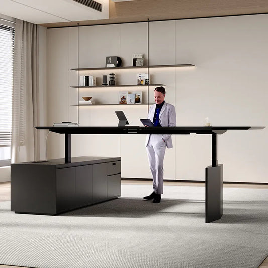 Intelligent electric lift desk boss CEO Manager Computer table office Motion desk high-end luxury mesa para computador furniture