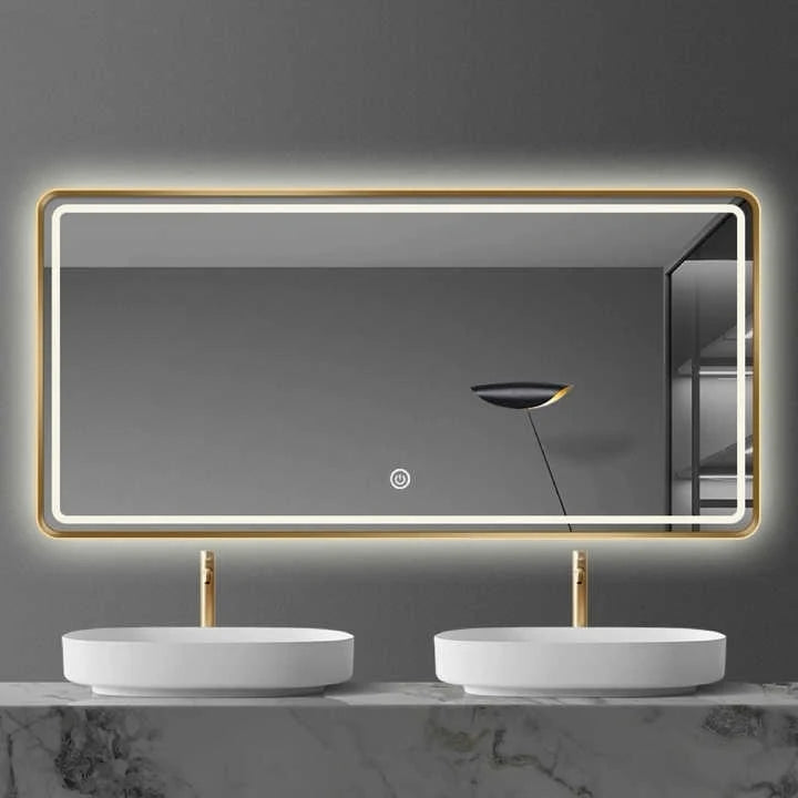 Custom Design Rectangle Stainless Steel Framed Touch Control Screen LED Intelligent Shower Mirror Smart Mirrors for Bathroom