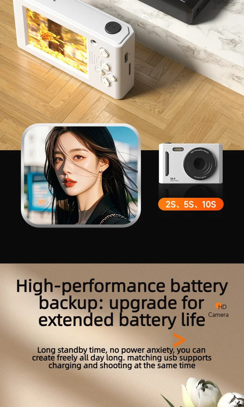 2026 NEW 5K Digital Portable Camera Pixels Auto Focus Entry-level Camera Dual Camera Flash Student CCD