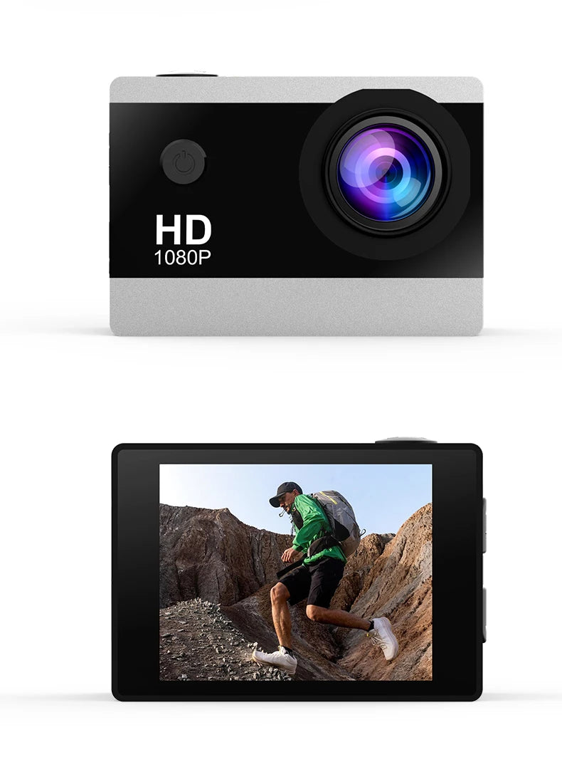 Action Camera 1080P/30FPS 2.0 In IPS Screen 170° Underwater Waterproof Helmet Video Recording Sports Cameras Outdoor Digital Cam