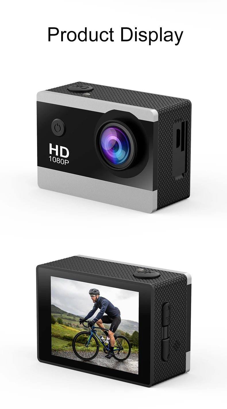 Action Camera 1080P/30FPS 2.0 In IPS Screen 170° Underwater Waterproof Helmet Video Recording Sports Cameras Outdoor Digital Cam