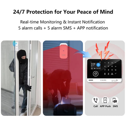 FUERS Alarm System for Home  WIFI GSM Security Alarm Host Ant-theft  with Door Motion Sensor Tuya Smart App control work Alexa