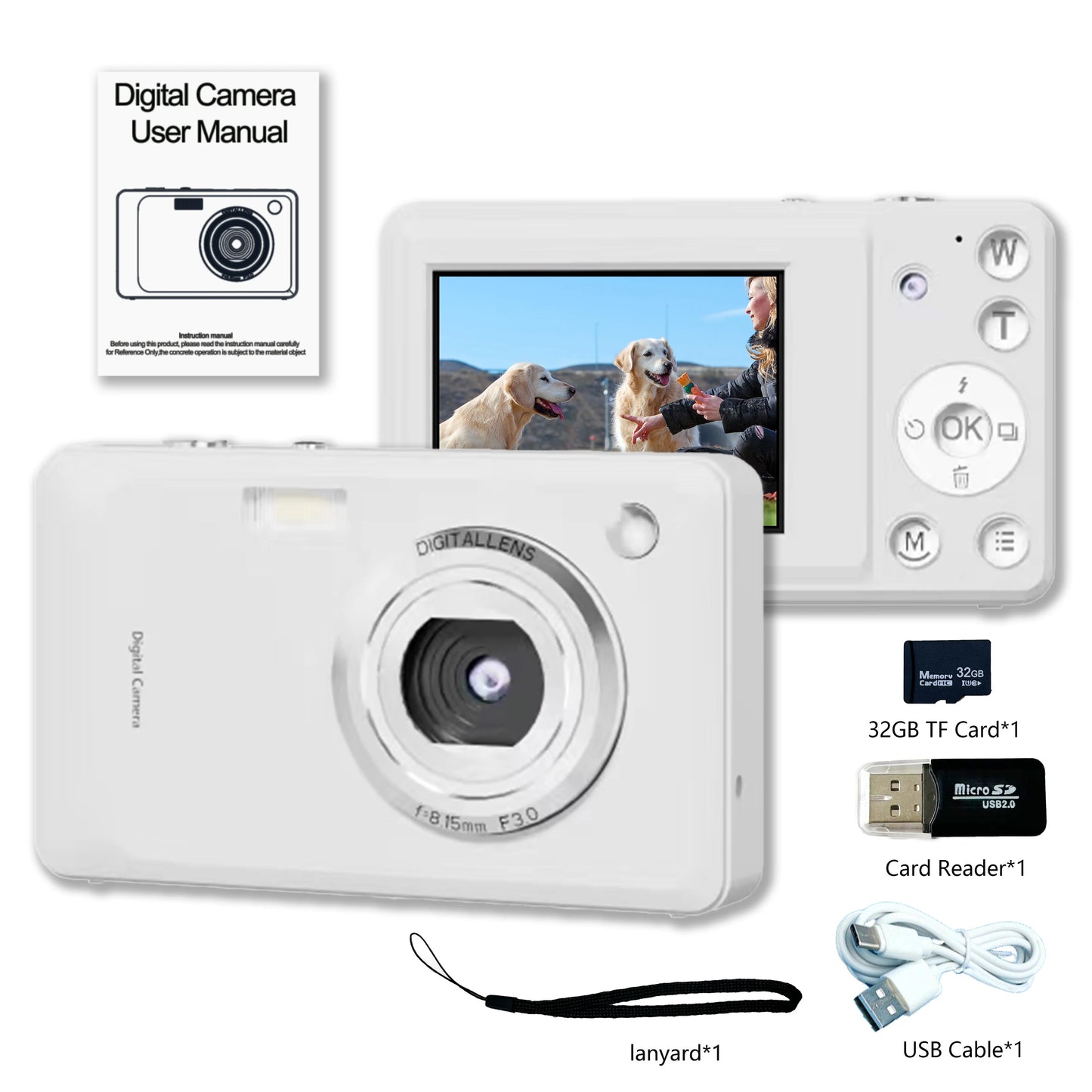 Kids Digital Camera 1080P 48MP with 16X Zoom Auto Focus Anti Shake LED Fill Light Compact Point Shoot Camera for Teens Beginners
