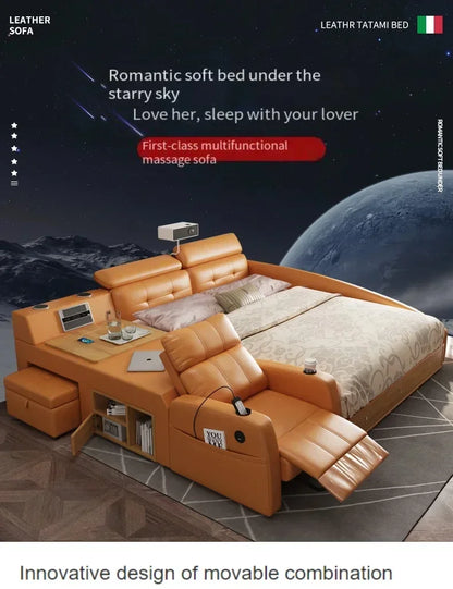 Simple Tatami Bed Massage Electric Multifunctional Headboards Double Bed Queen Size Frame Camas Moderrnas Inteligentes Furniture