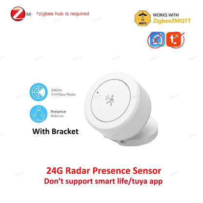 Zigbee Presence Sensor 24G Mmwave Radar Human Detector Motion/Static Detection For Tuya Z2M Smart Home Security Automation Alarm