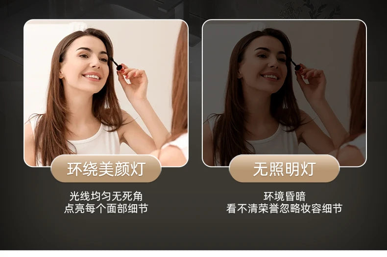 Aluminum Alloy Bathroom Mirror Cabinet Smart Makeup Mirror with Lights  Anti-Fog Wall-Mounted Vanity Cabinet Storage Mirror