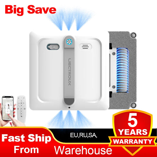 2026 Robot Window Vacuum Clean Liectroux S9,2 roller brusher,6-way water spray,9000Pa,APP control,Home Wall Glass Cleaning Robot