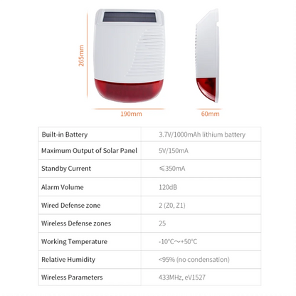 Staniot High Decibel Siren Outdoor 433Mhz Wireless Solar Siren Waterproof House Security Alarm System 1000mAh Smart Home Devices