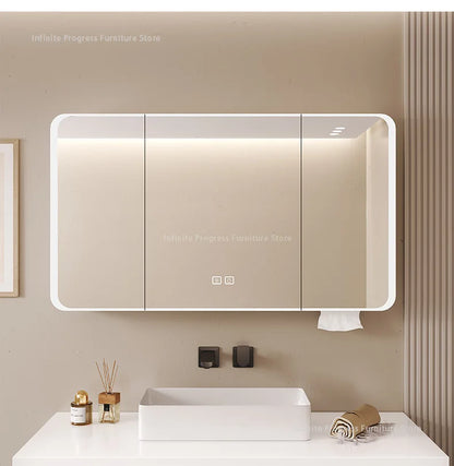 Arc-shaped Smart Bathroom Mirror Cabinet, Wall-mounted Bathroom Mirror Cabinet with Lighting, Smart Bathroom Mirror Cabinet