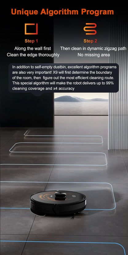 Robot Vacuum Cleaner ABIR X9 ,Laser System,Dual UV Cleaning,Auto Carpet Boost Tech,Multiple Floors Maps,Customized Room Cleaning