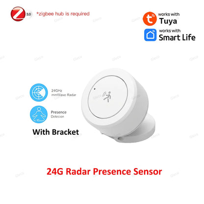 Zigbee Presence Sensor 24G Mmwave Radar Human Detector Motion/Static Detection For Tuya Z2M Smart Home Security Automation Alarm