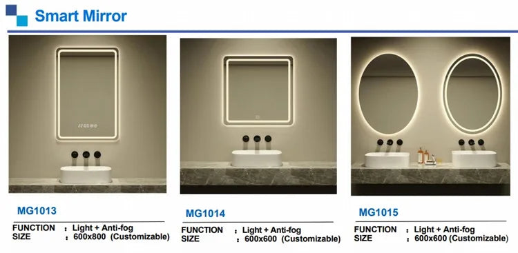 Wall Hung Frameless Touch Screen Led Bath Smart Mirror for Bathroom