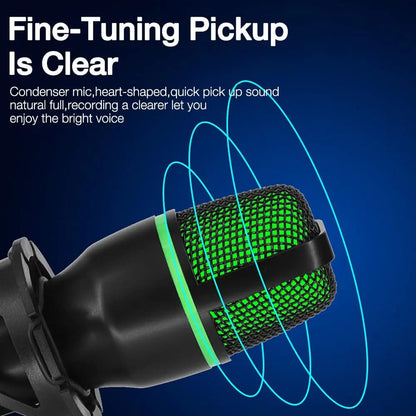 Condenser Microphone USB Wired For PC Computer Laptop Professional Gaming Accessories Streaming Sound Live Podcast RGB Record