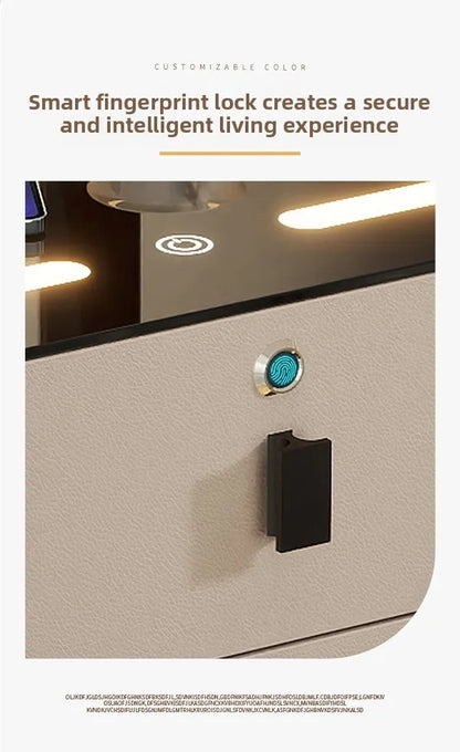 simple smart bedside table modern light luxury bedroom multi-function bedside table wireless charging criado mudo furniture