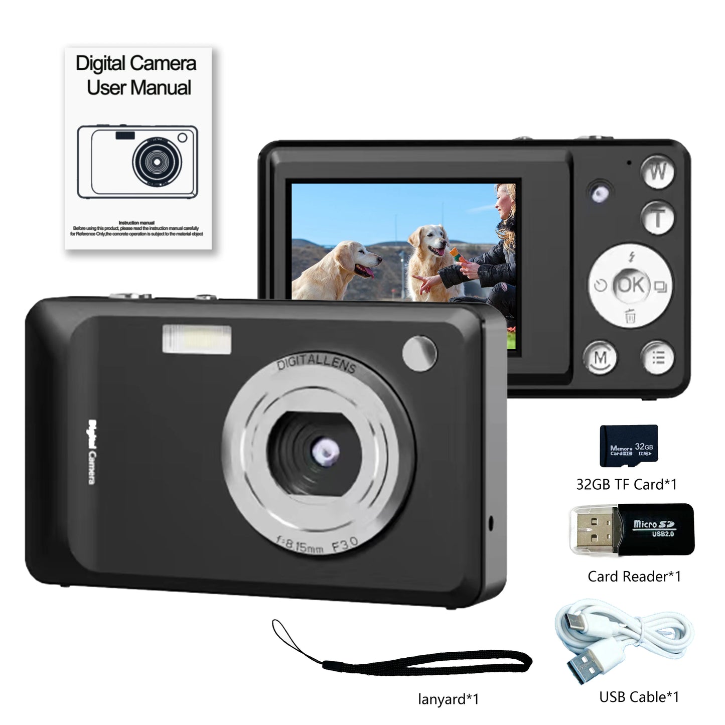 Kids Digital Camera 1080P 48MP with 16X Zoom Auto Focus Anti Shake LED Fill Light Compact Point Shoot Camera for Teens Beginners