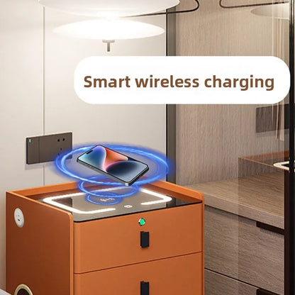 simple smart bedside table modern light luxury bedroom multi-function bedside table wireless charging criado mudo furniture