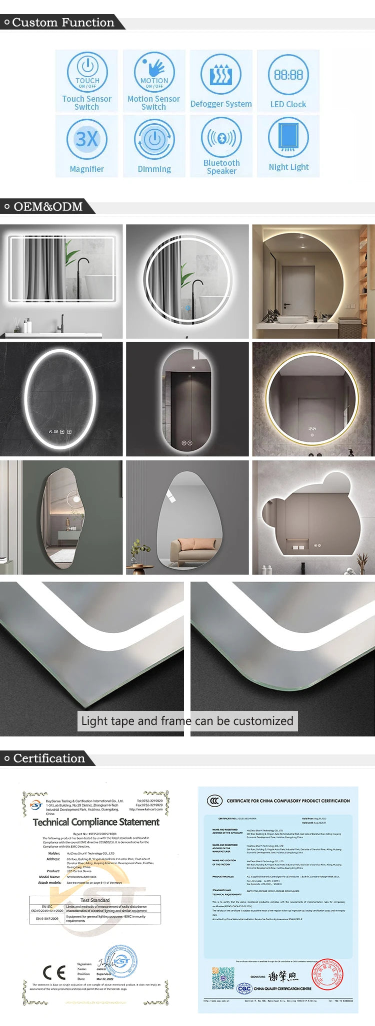 RGB LED bathroom mirror