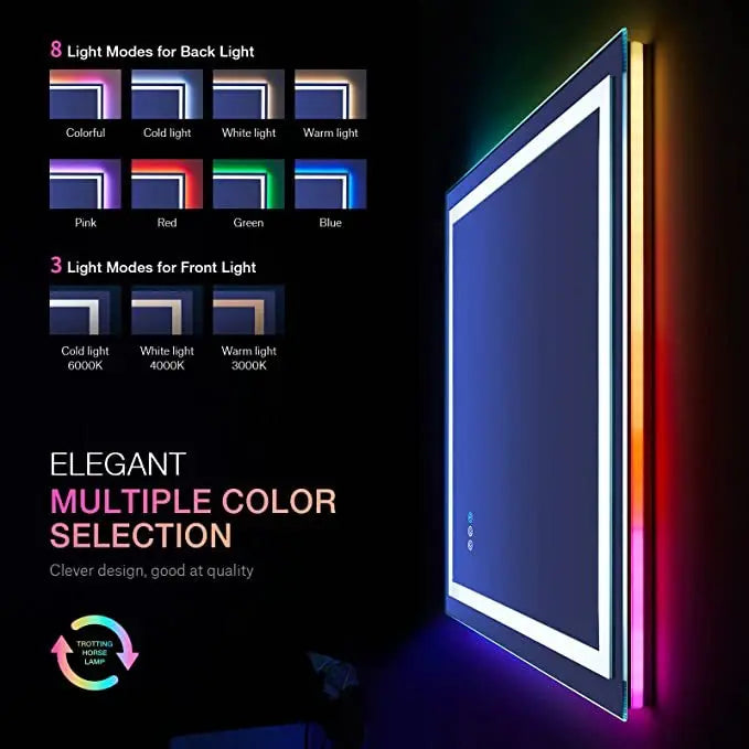RGB LED bathroom mirror