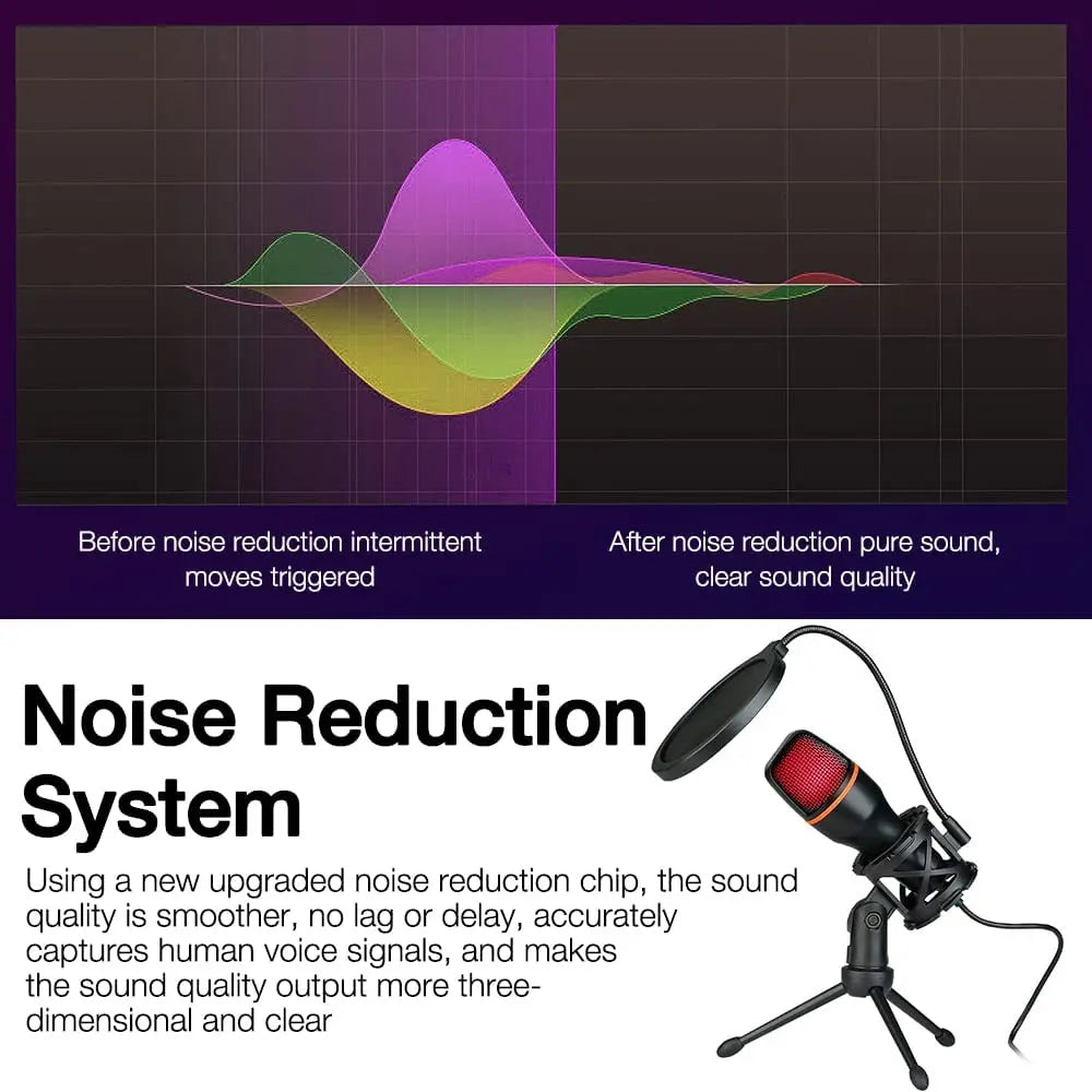 Condenser Microphone USB Wired For PC Computer Laptop Professional Gaming Accessories Streaming Sound Live Podcast RGB Record