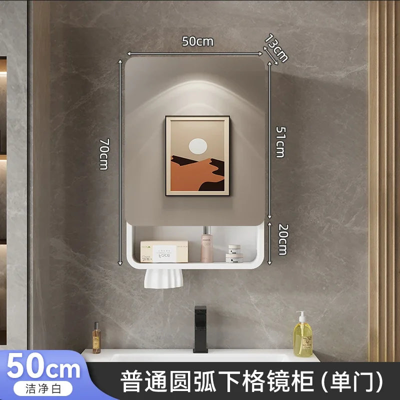 Aluminum Alloy Bathroom Mirror Cabinet Smart Makeup Mirror with Lights  Anti-Fog Wall-Mounted Vanity Cabinet Storage Mirror