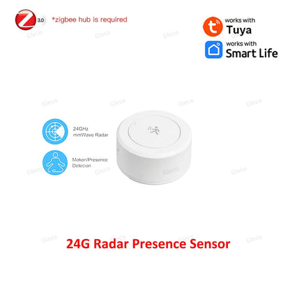 Zigbee Presence Sensor 24G Mmwave Radar Human Detector Motion/Static Detection For Tuya Z2M Smart Home Security Automation Alarm