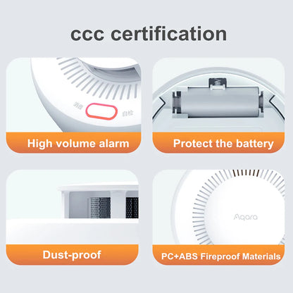 Aqara Smart Smoke Detector Zigbee Fire Alarm Monitor Sound Alert Home Security APP Remote Control