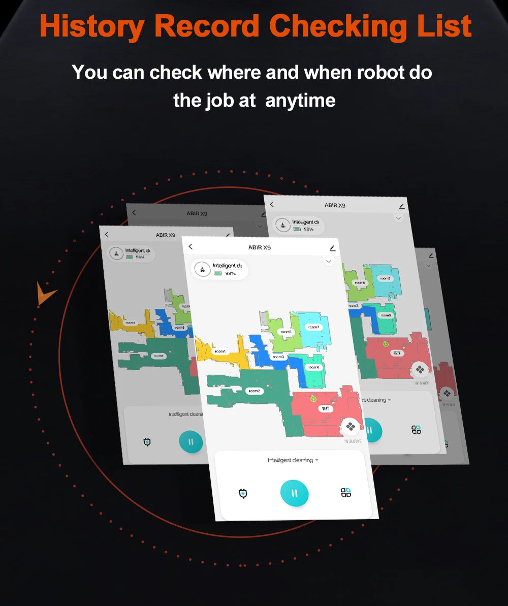 Robot Vacuum Cleaner ABIR X9 ,Laser System,Dual UV Cleaning,Auto Carpet Boost Tech,Multiple Floors Maps,Customized Room Cleaning