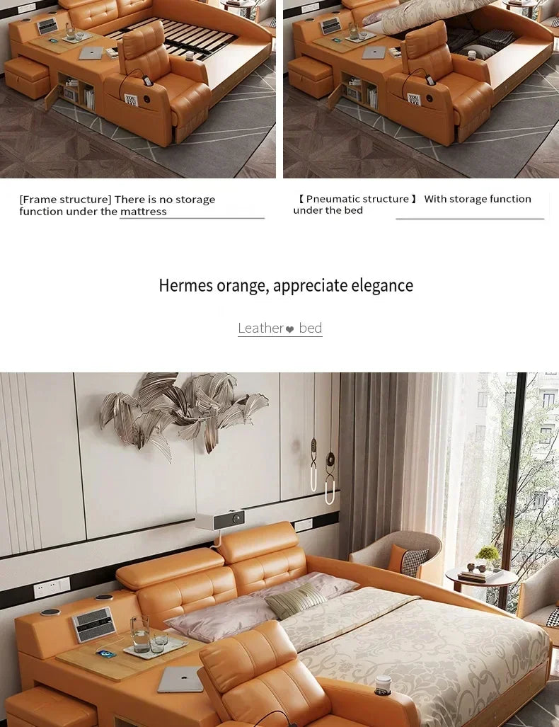 Simple Tatami Bed Massage Electric Multifunctional Headboards Double Bed Queen Size Frame Camas Moderrnas Inteligentes Furniture