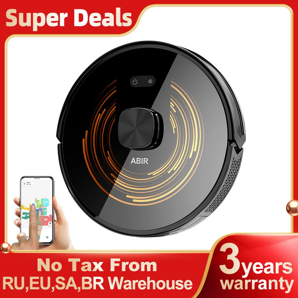 Robot Vacuum Cleaner ABIR X9 ,Laser System,Dual UV Cleaning,Auto Carpet Boost Tech,Multiple Floors Maps,Customized Room Cleaning