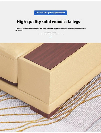 Stylish Italian Genuine Leather Sofa for Living Room with Cup Holder, USB, Adjustable Headrests & Bluetooth Speaker - MANBAS