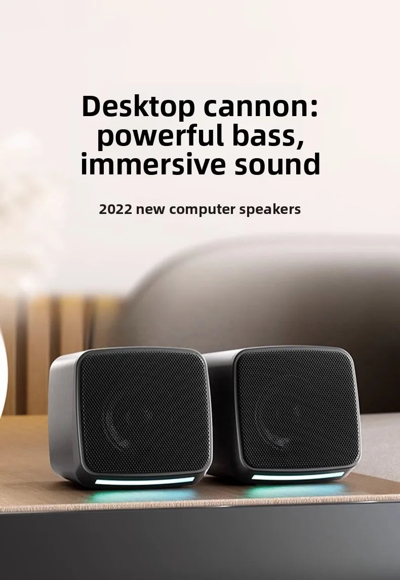 Computer Speakers, Mini Speaker with Cool Lights and Stereo Sound 6W USB Powered 3.5 mm AUX-in Portable Speaker for Computer